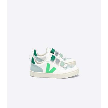 Pantofi Copii Veja V-10 CHROMEFREE White/Green | RO 741MQZ